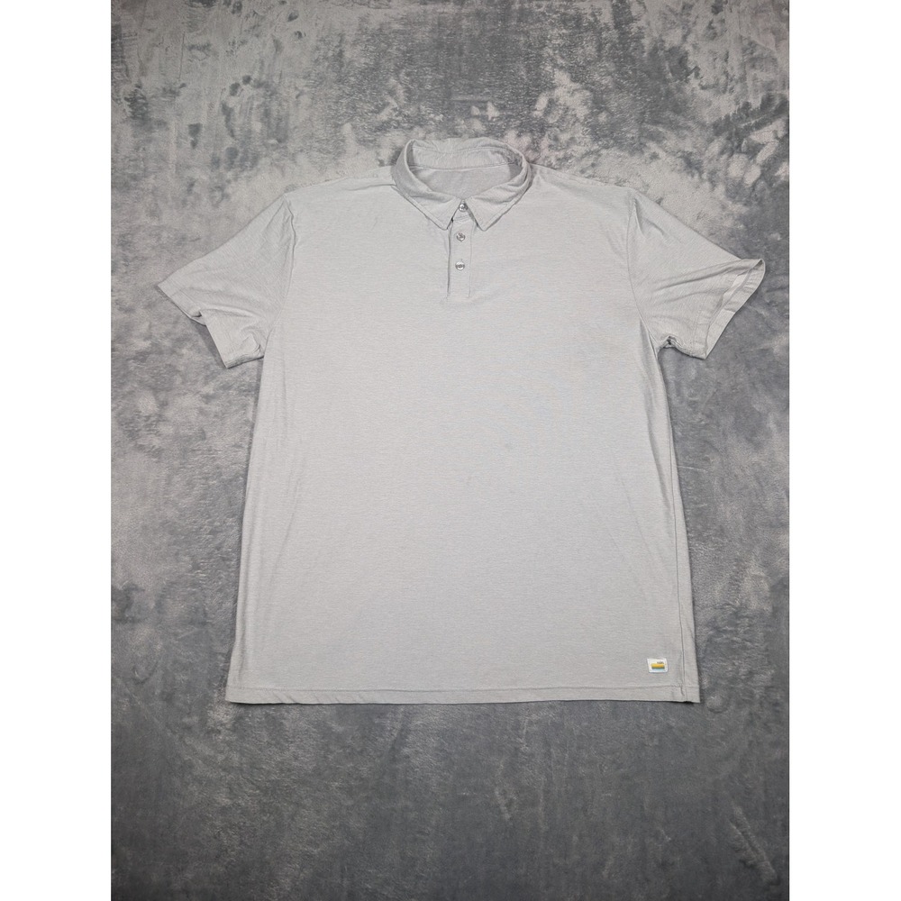 Vuori Polo Shirt Mens L Gray Solid Lightweight Jersey Knit Casual Short Sleeve
